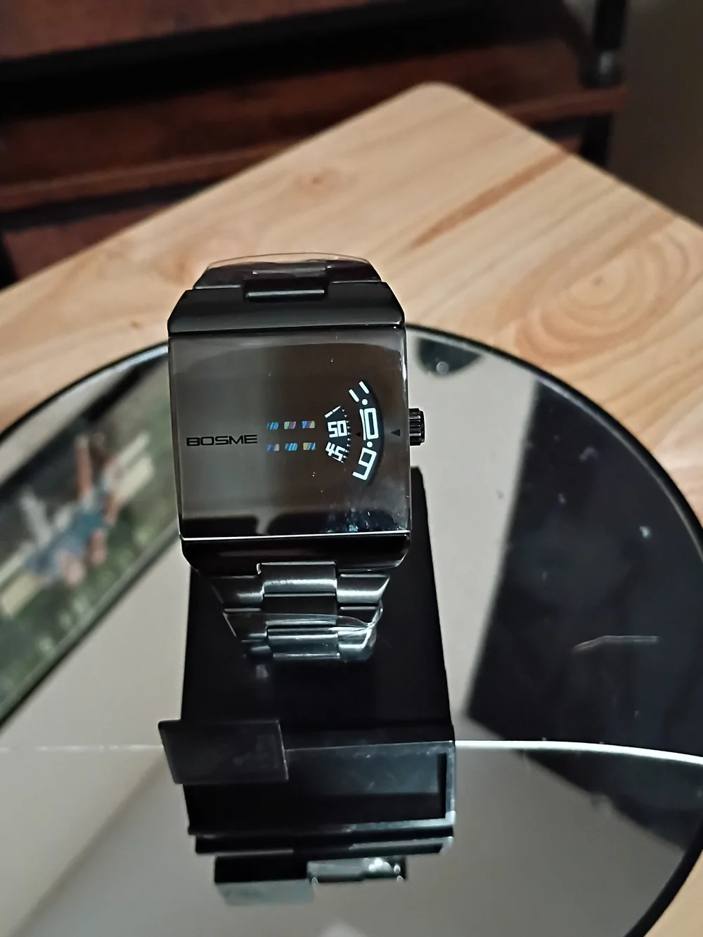 Black Stainless Steel LED Wrist Watch